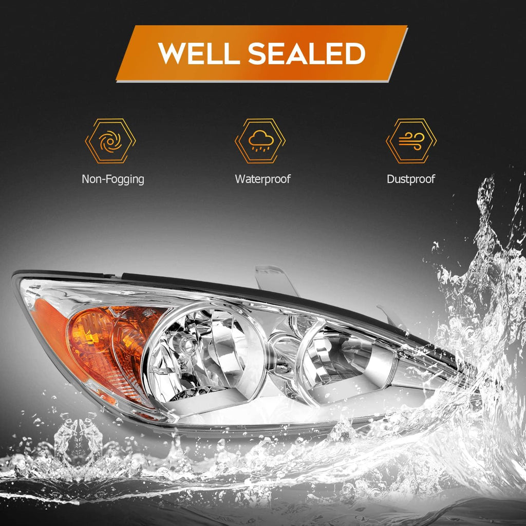 Chrome Housing Amber Reflector Clear Lens Headlight Assembly Y357269
