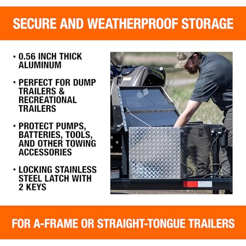 Aluminum Trailer Tongue Box, 18.3 x 16.1 x 33.4 Inch, Silver Diamond Tread Y5132
