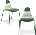 Green Upholstered Dining Chair Set of 2 with Iron Legs B512188