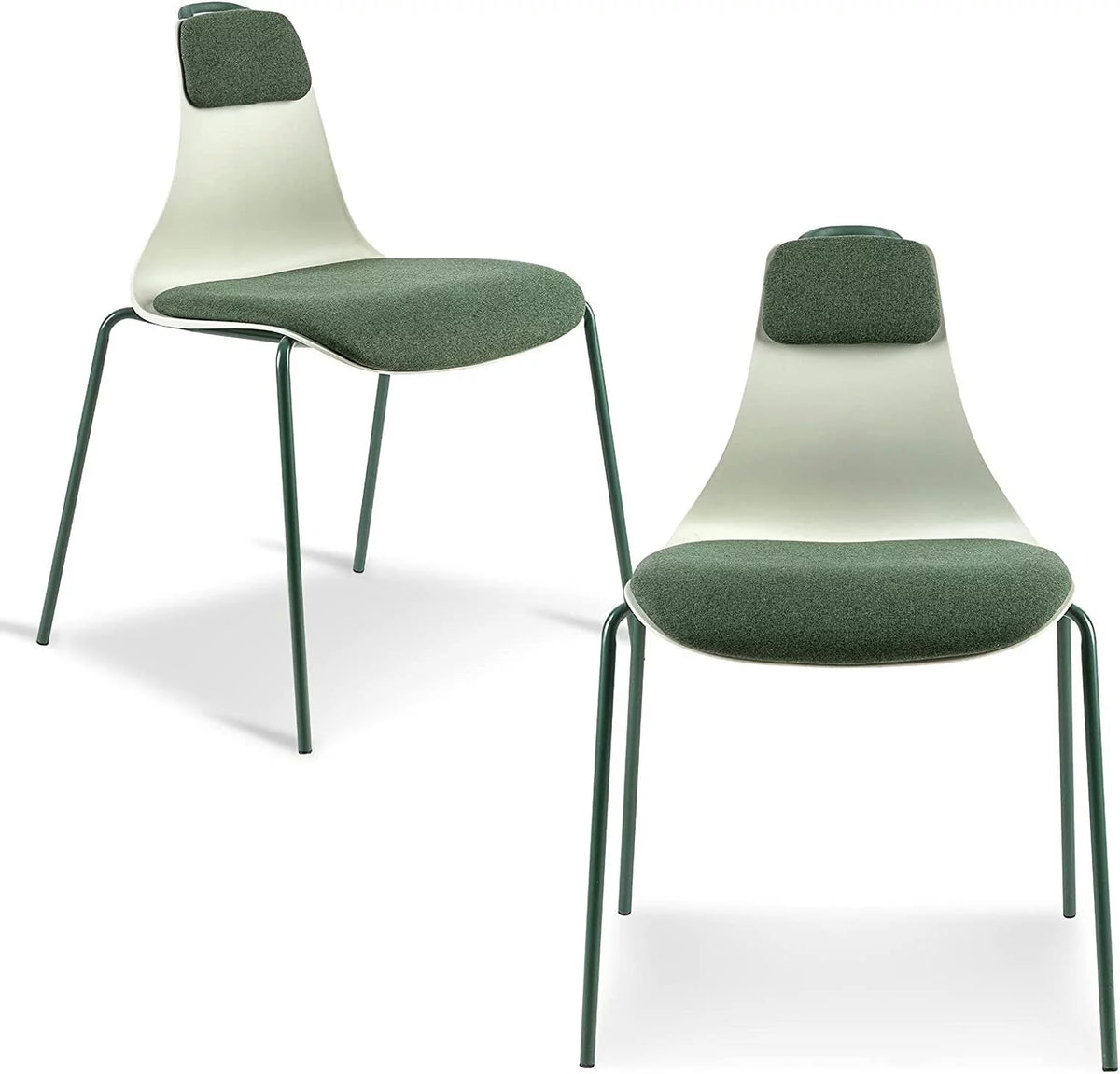 Green Upholstered Dining Chair Set of 2 with Iron Legs B512188