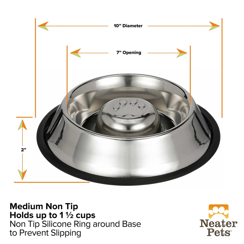 Stainless Steel Slow Feed Bowl Non-Tip & Non-Skid K571