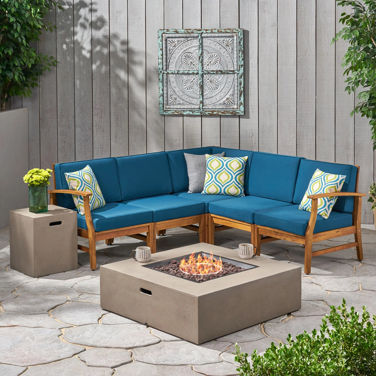 7-Piece Acacia Wood Outdoor Sofa Set W410