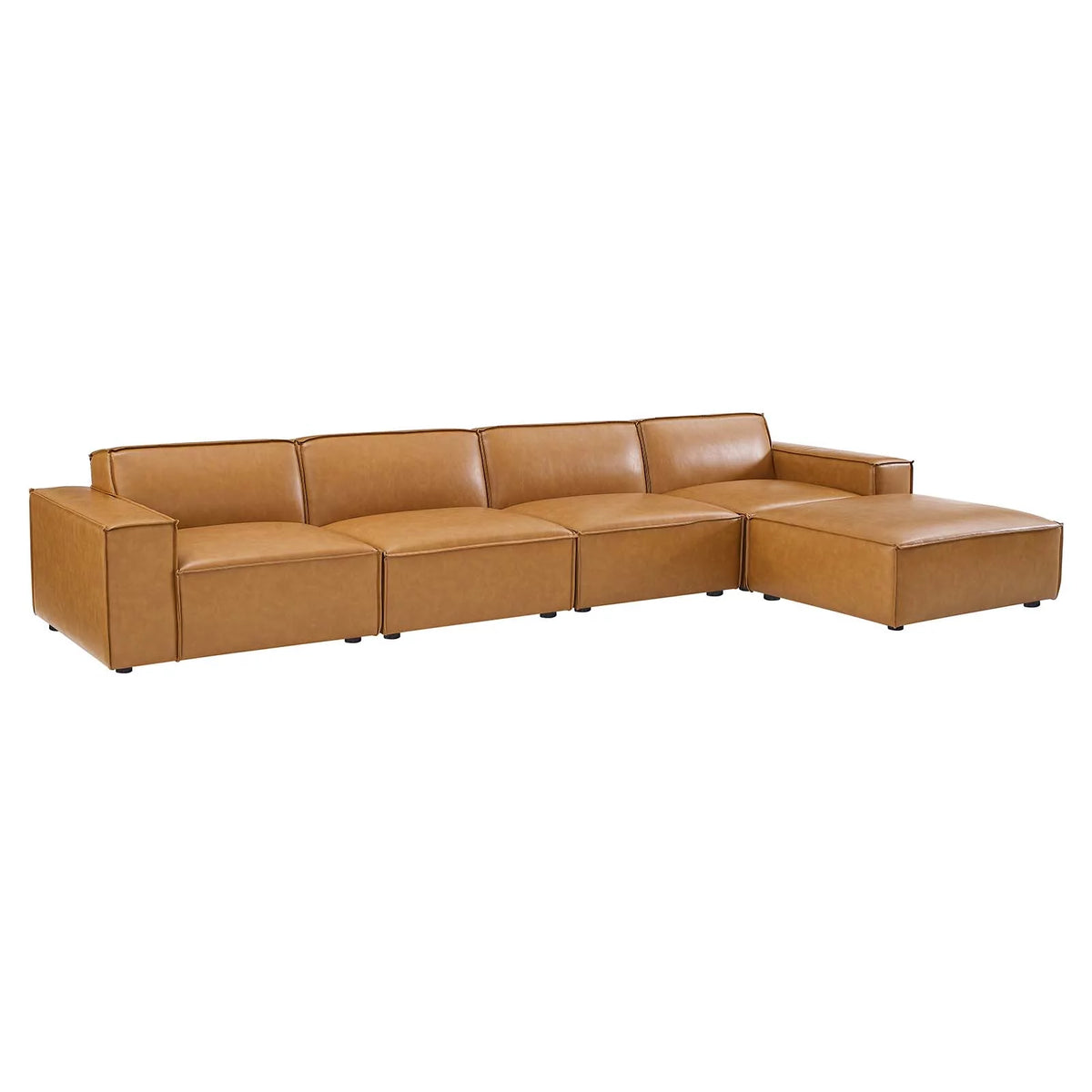 5-Piece Vegan Leather Sectional Sofa in Tan J411878