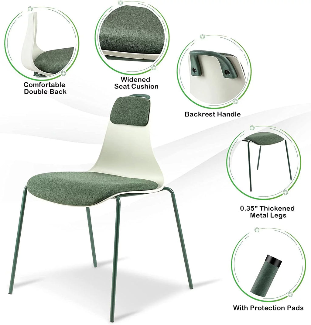 Green Upholstered Dining Chair Set of 2 with Iron Legs B512188
