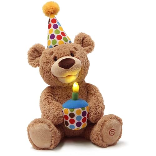 Glow-in-The-Dark Singing Stuffed Animal Plush Toy, Brown, 10” W812
