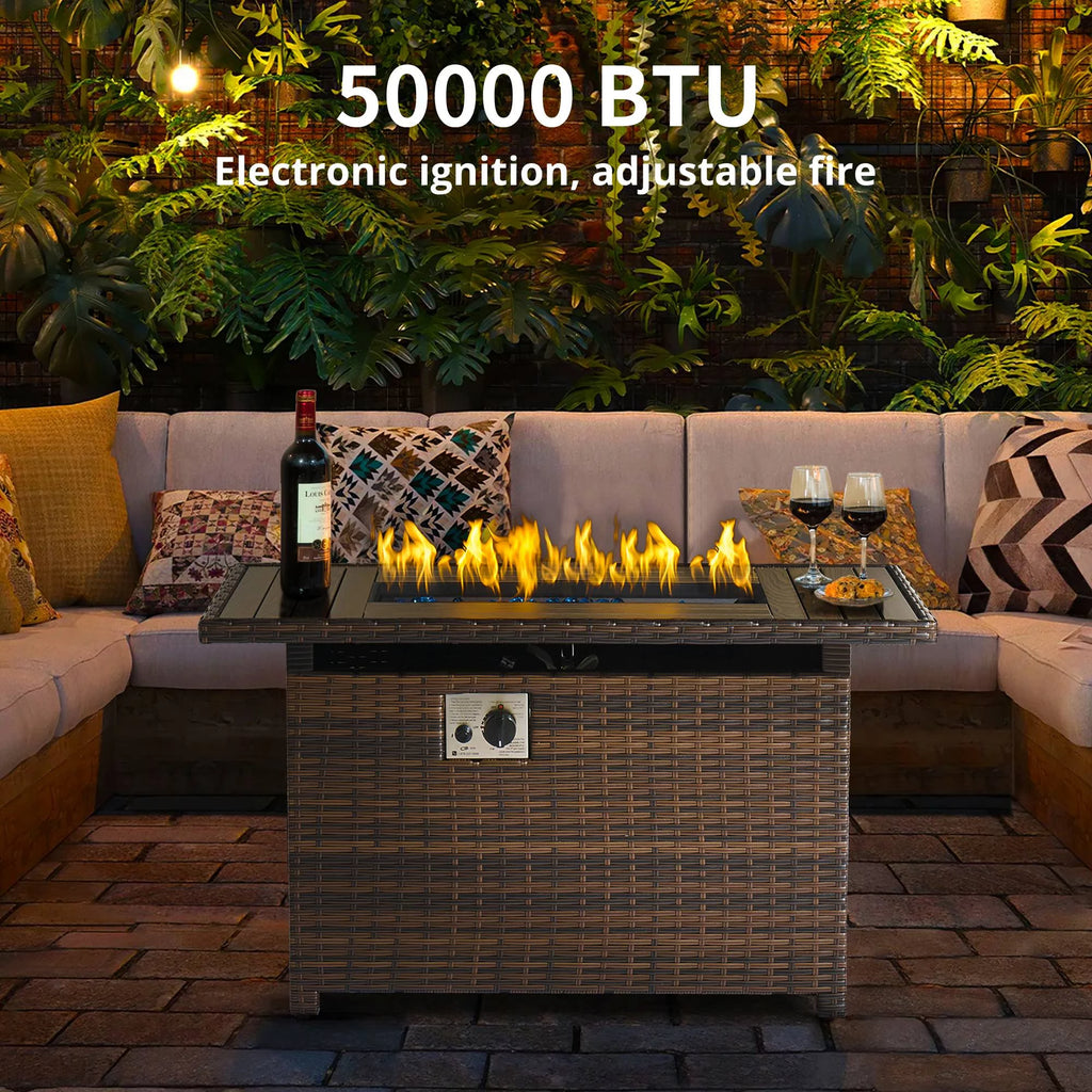 8 Pcs Patio Furniture Set with Fire Pit Table T3389