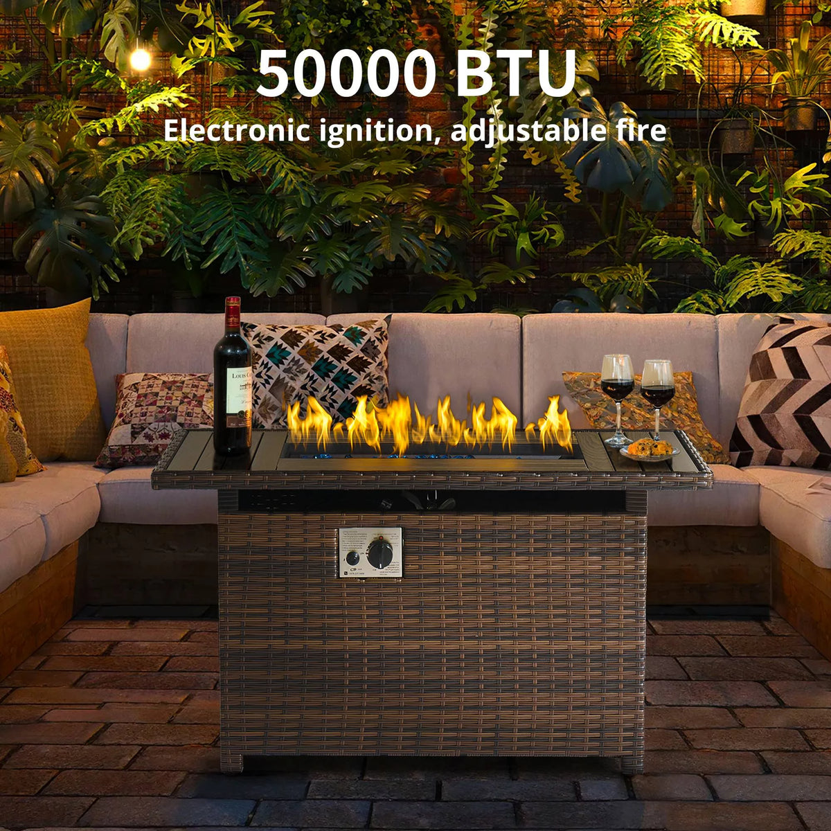 8 Pcs Patio Furniture Set with Fire Pit Table T3389