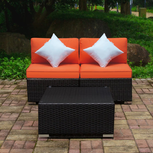 3 Pcs PE Rattan Wicker Patio Sofa Set Q208
