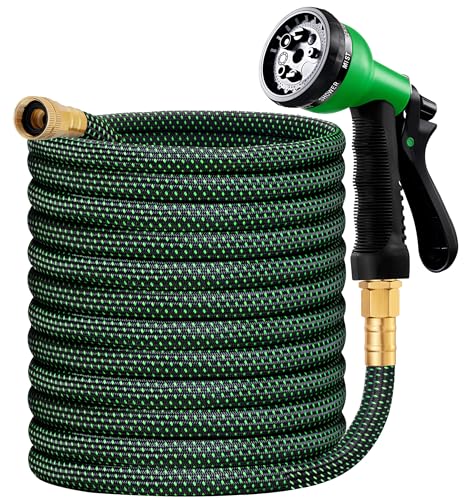 50ft Non Expandable Water Hose with 8 Watering Spray Nozzle N365