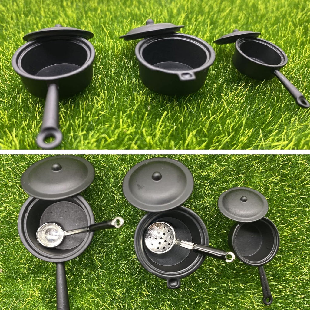 Miniature Kitchen Cookware Accessories Mini Pot Dish Knife Fork Q518