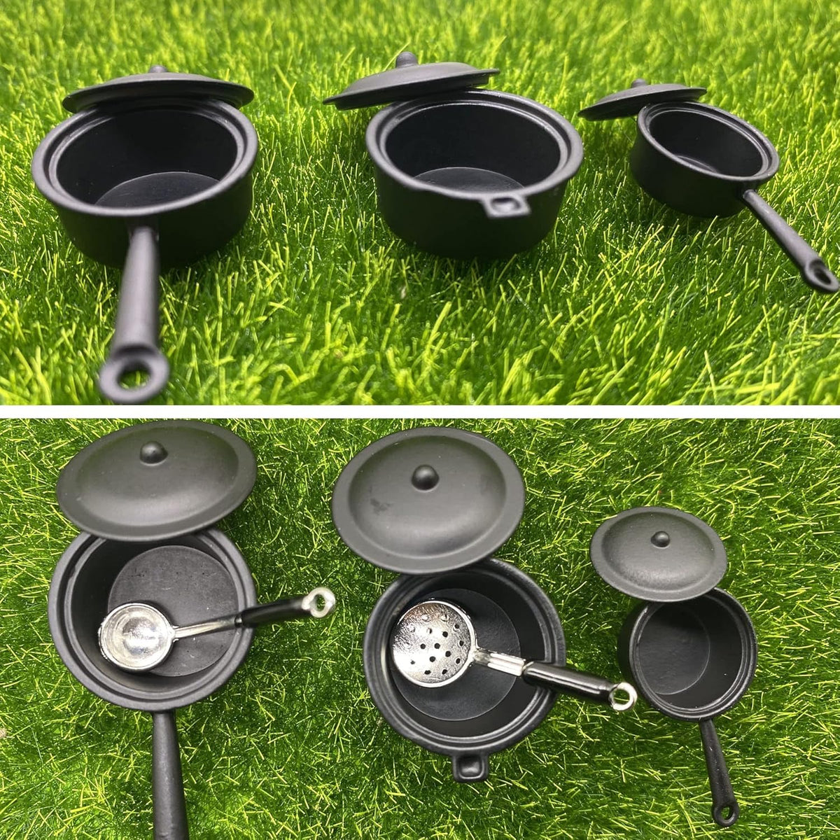 Miniature Kitchen Cookware Accessories Mini Pot Dish Knife Fork Q518