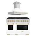 48 In. Gas Range and Range Hood with White Matte Finish and Gold Accents W287616