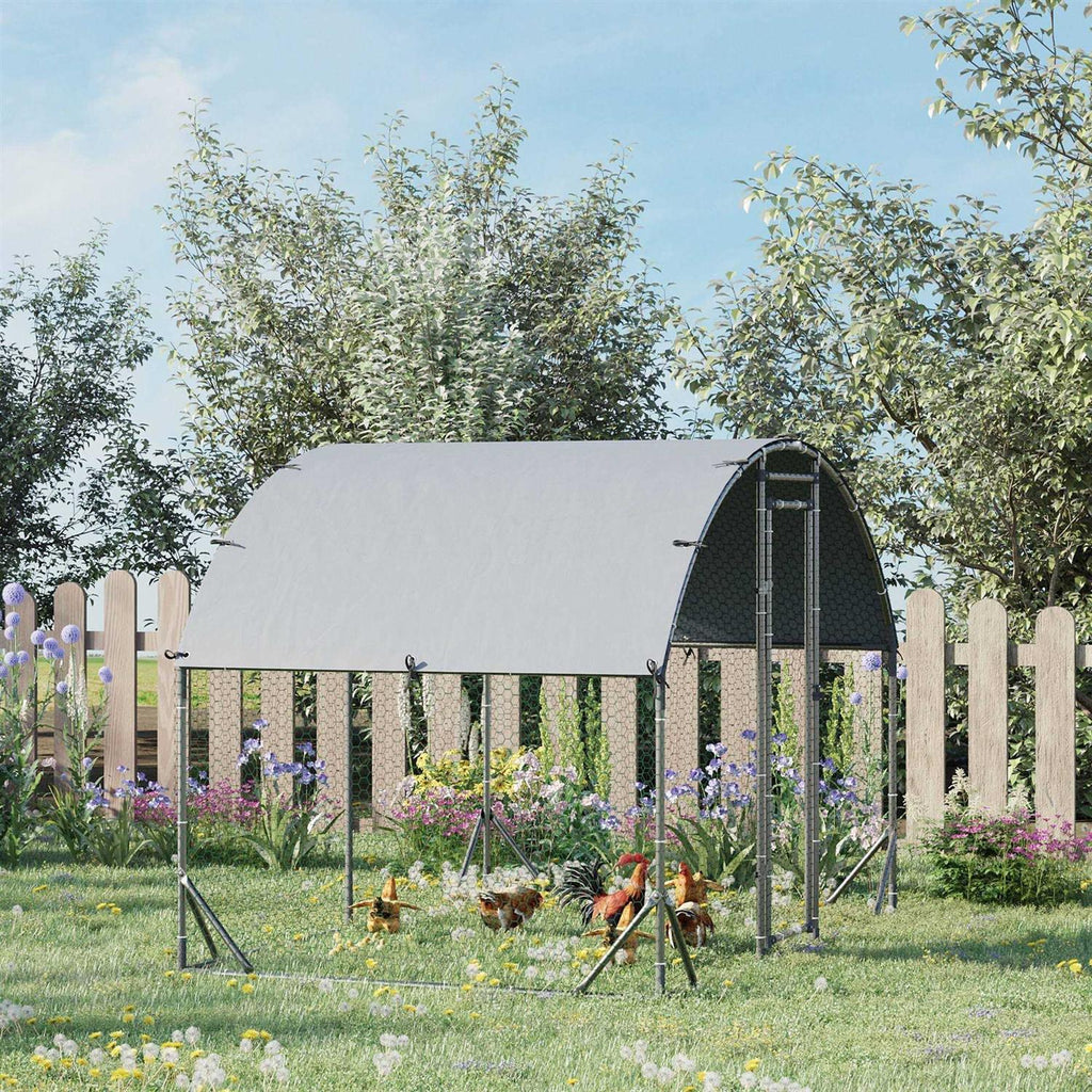 Metal Chicken Coop Walk-in Enclosure with Cover G485