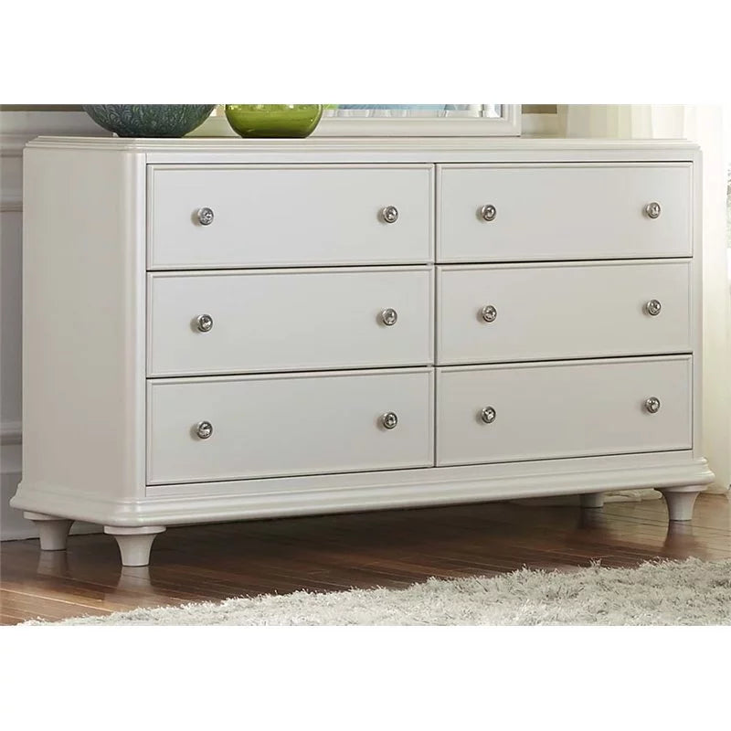 6 Drawer Dresser in Iridescent White O794