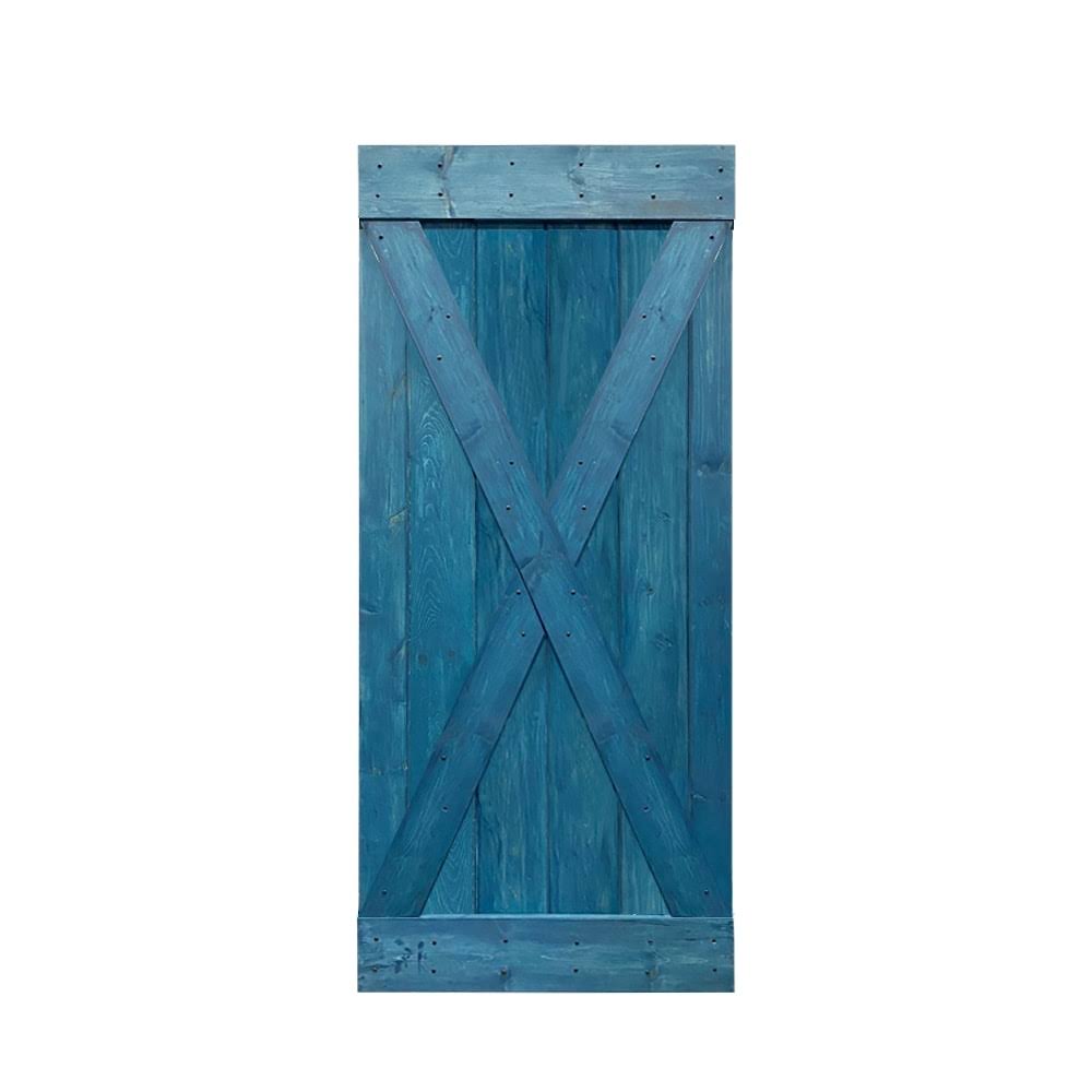 Solid Cherry Red Stained Pine Wood Interior Sliding Barn Door Slab J4861