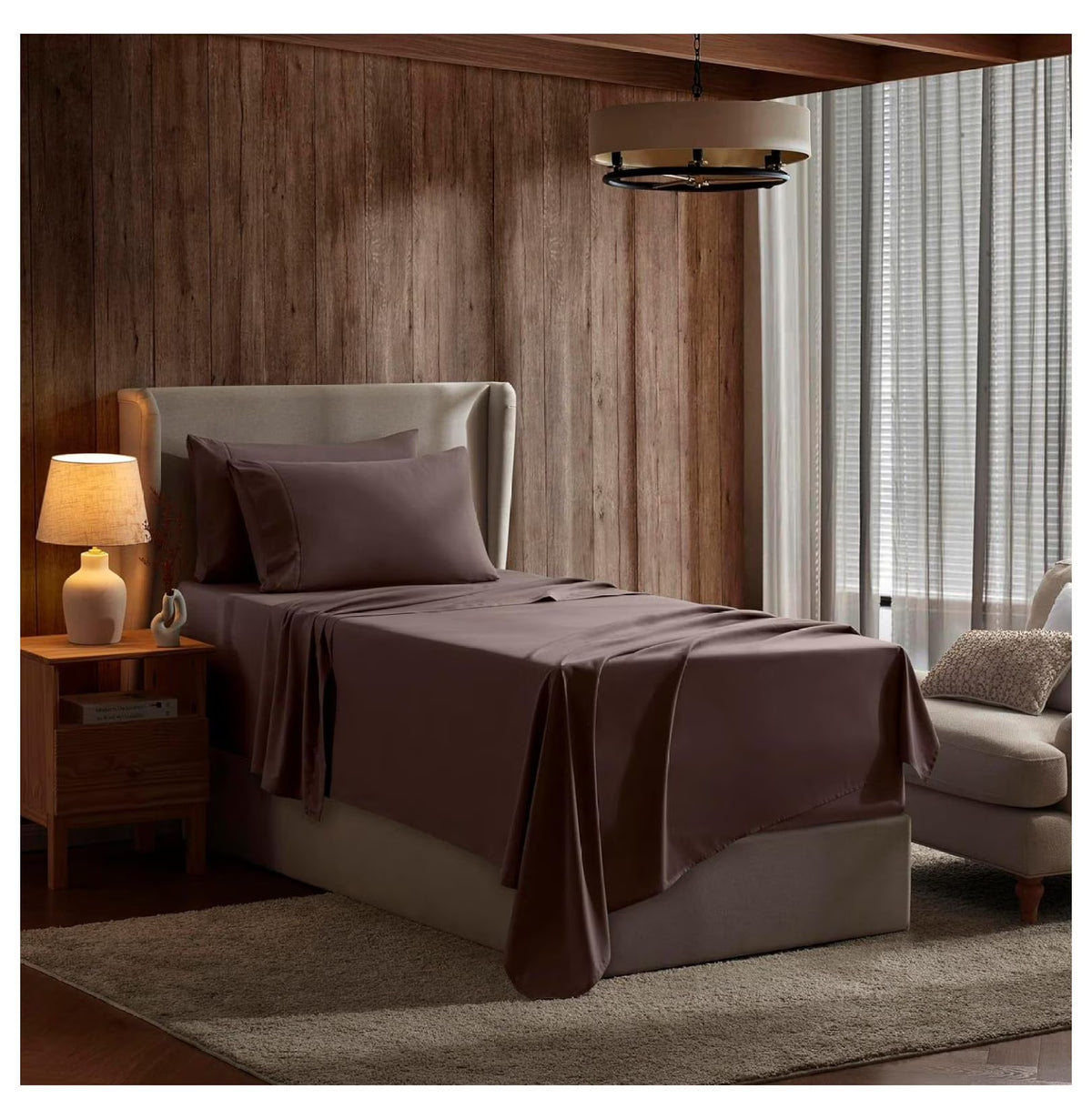 Chocolate Brown 3 Piece Twin Bed Sheets Set L721733
