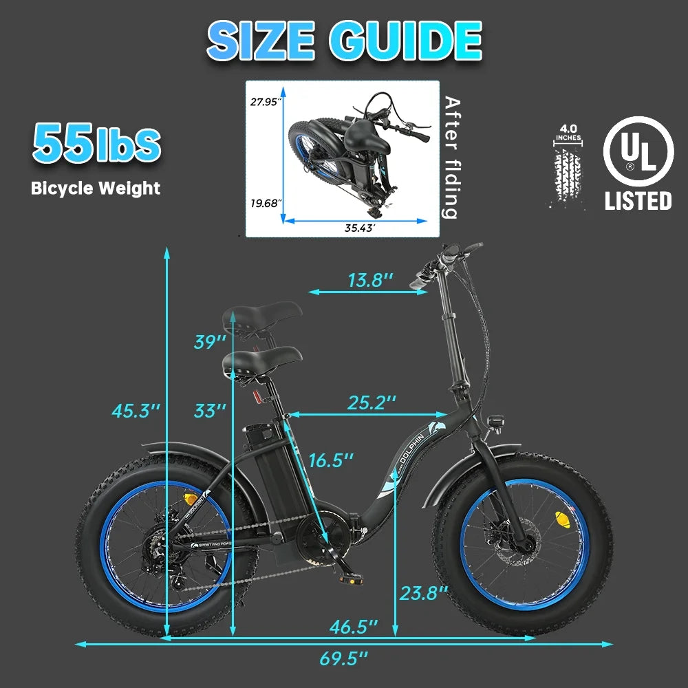 Foldable 20" 500W 36V Electric Bicycle Fat Tire Removable Battery 7 Speed D146764