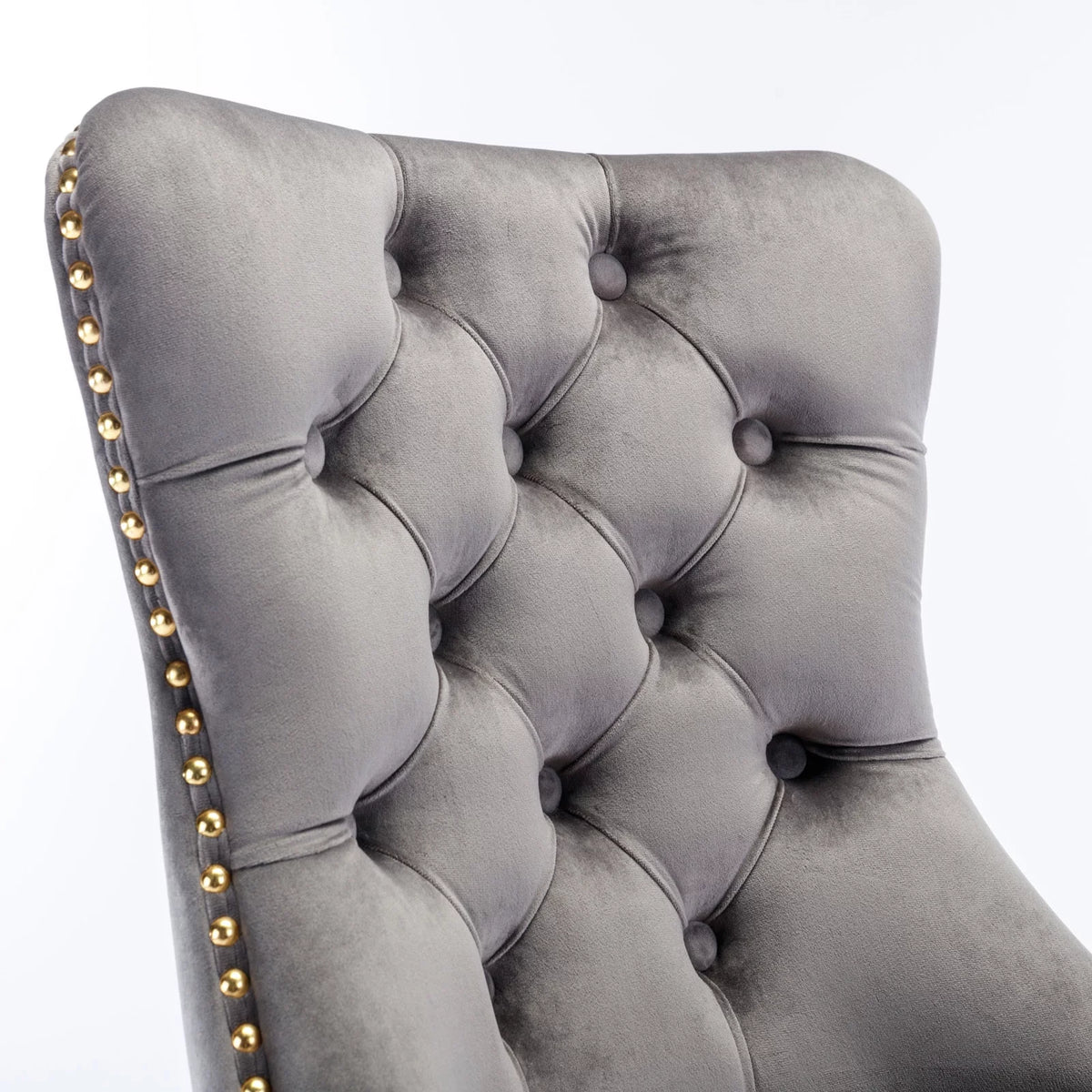 Velvet Upholstered Tufted Office Chair with Golden Metal Base W8385