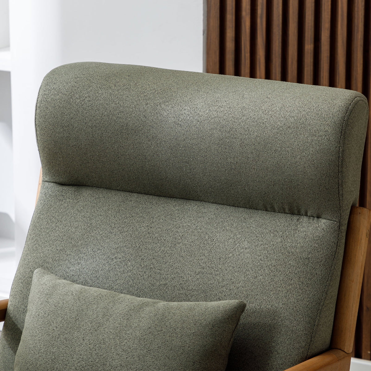 Mid-Century Modern Green Upholstered Accent Chair with Pillow Y916