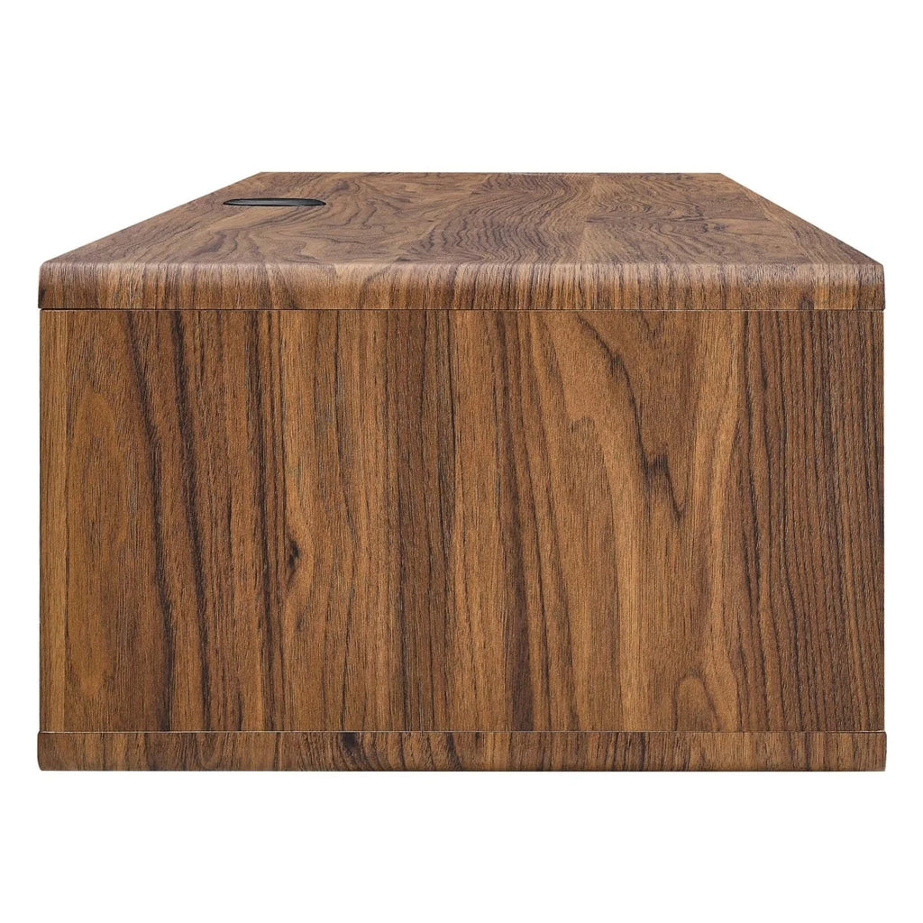 60" Wall Mount Wood Office Desk in Walnut/White R1332