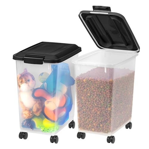 Dog Food Storage Container 2 Pack 30 lbs Airtight Clear Black K534880