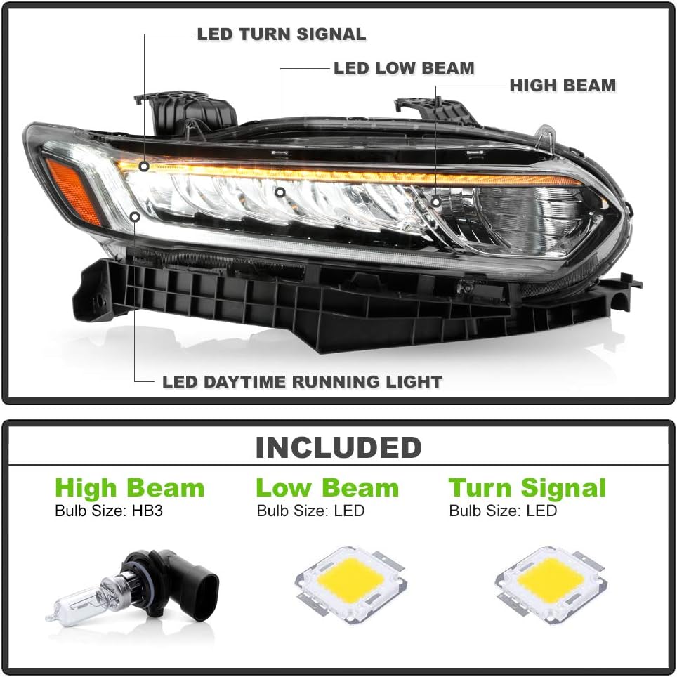 LED DRL Projector Headlight Headlamp Assembly Passenger Side K24484