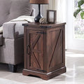 Brown Wood Nightstand with Charging Station R2588