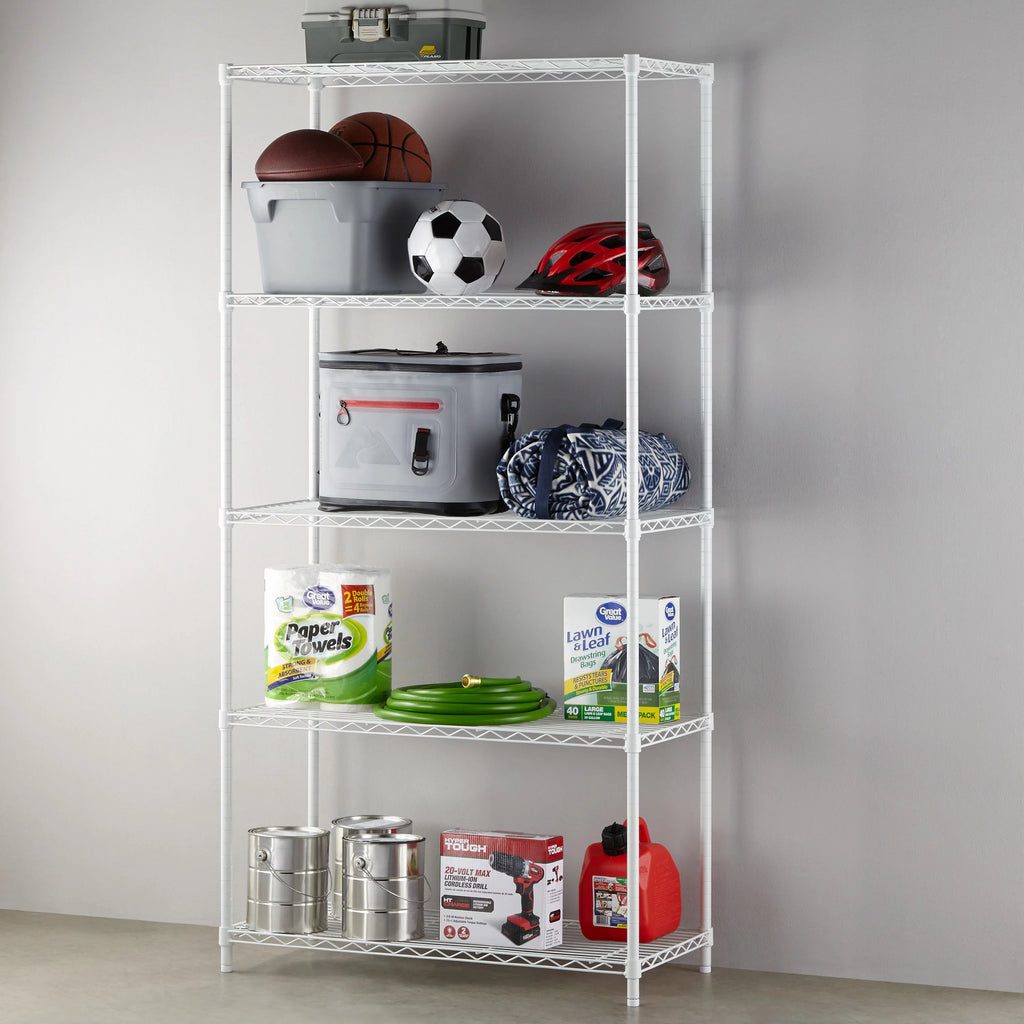 Steel 5-Tier Storage Shelf Unit White Q2404