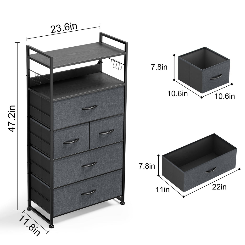 White 12 Drawer Dresser with Side Pockets and Hooks S34291