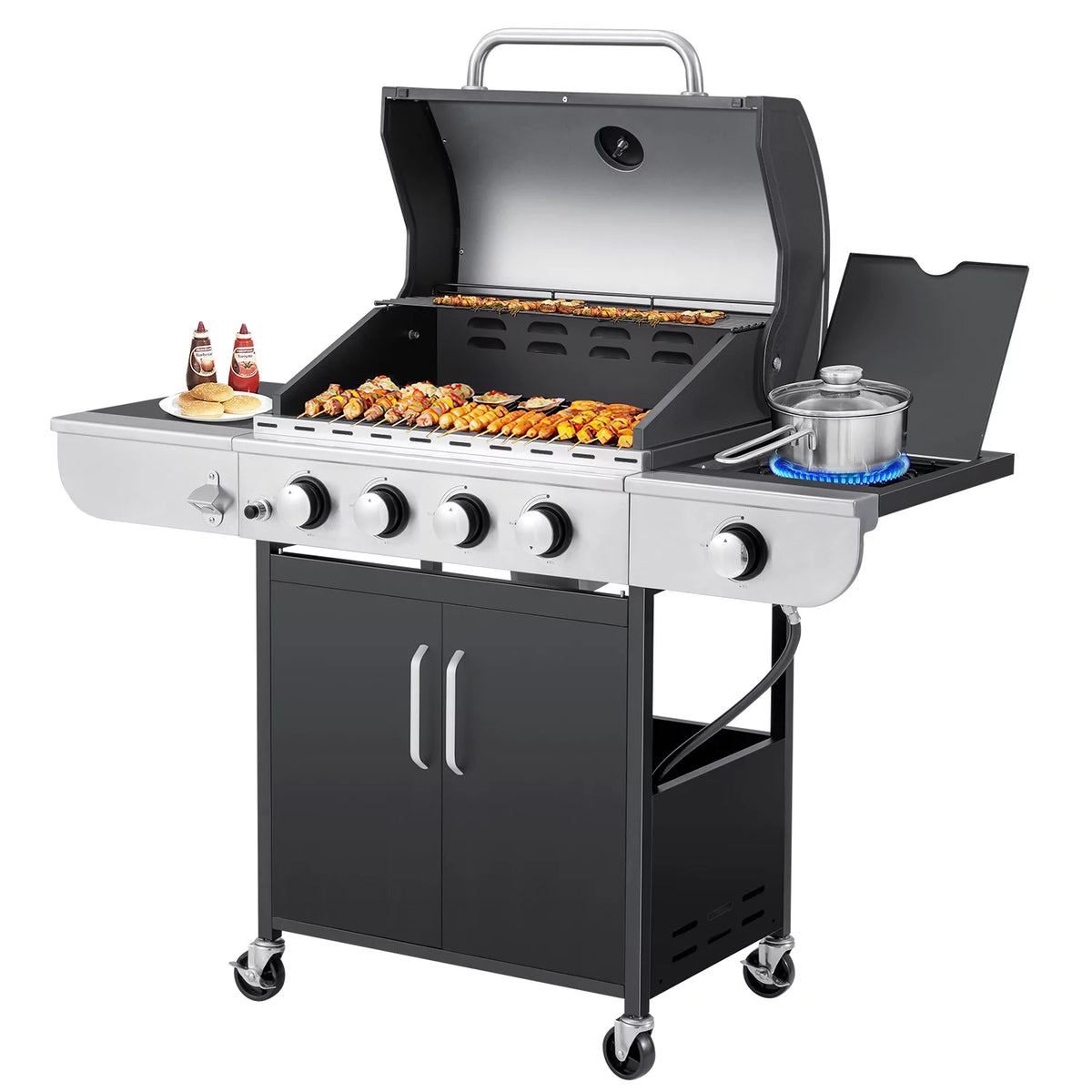 3 Burner Propane Gas Grill with Side Table F6733