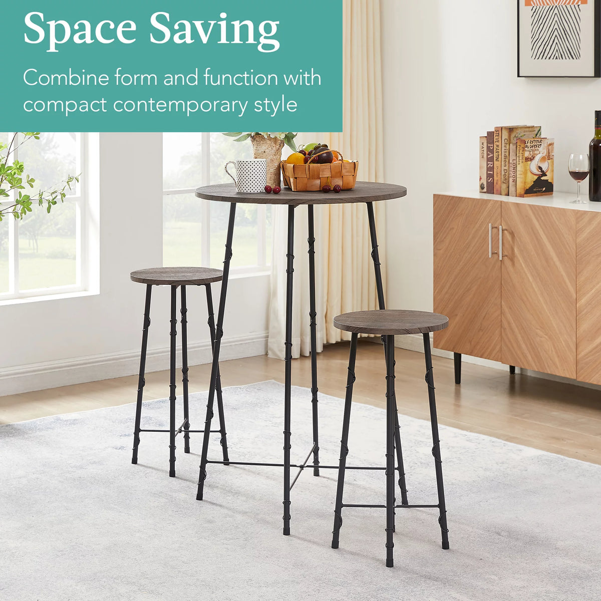 3-Piece Bar Table Set with 2 Stools V41684