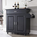 White Kitchen Island with Storage on Wheels M93802