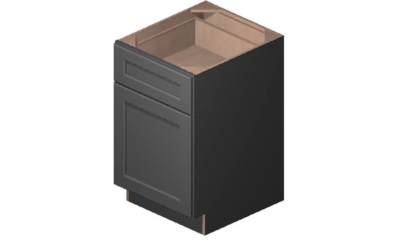 Grey 1 Door 1 Drawer Base Cabinet with 2 Rollout Shelves A777