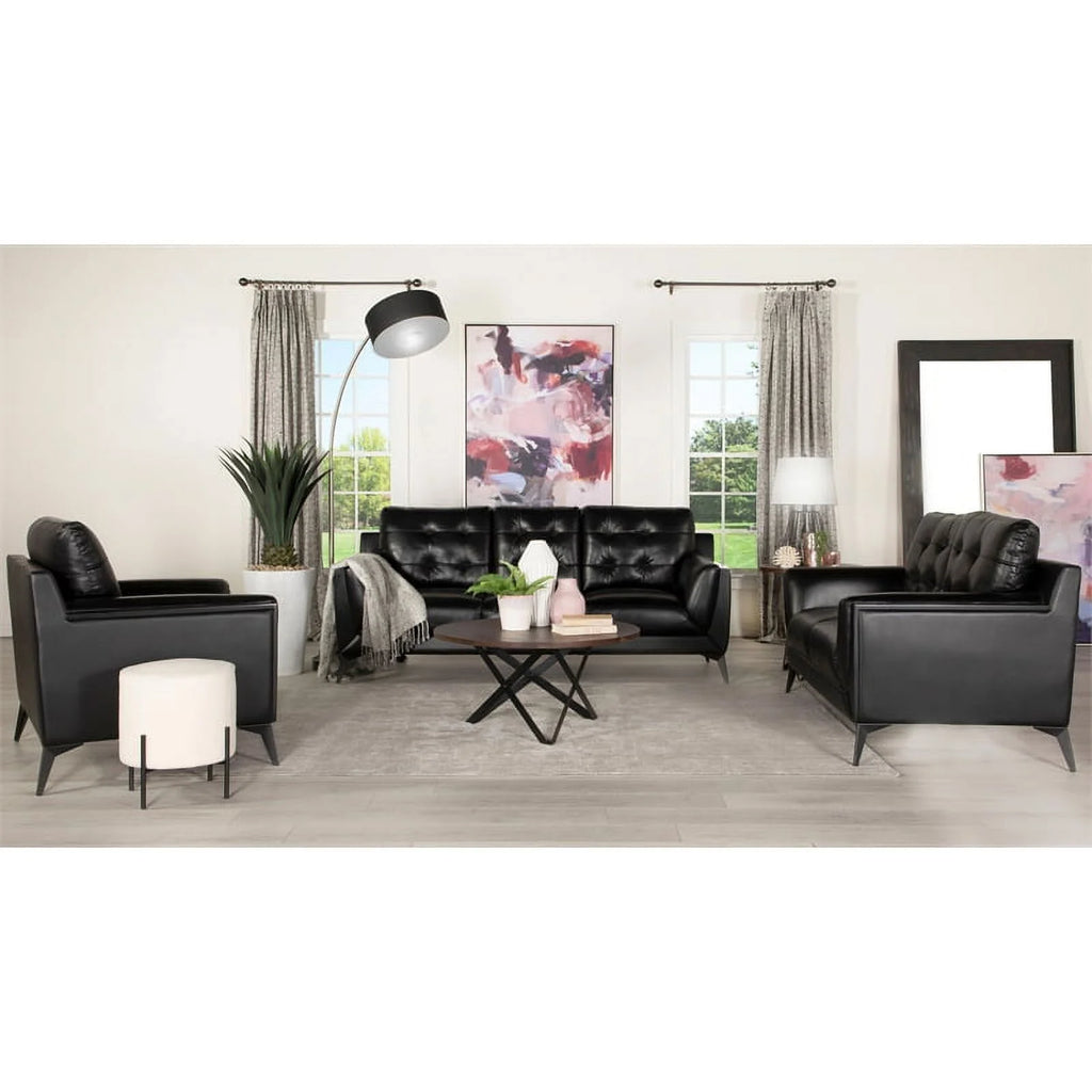 Modern Faux Leather Upholstered Turfed Chair in Black L465008