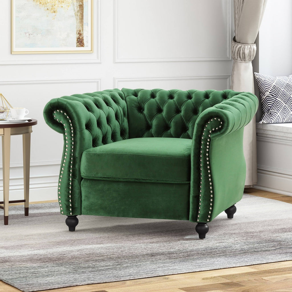 Dark Gray Velvet Club Chair B97461