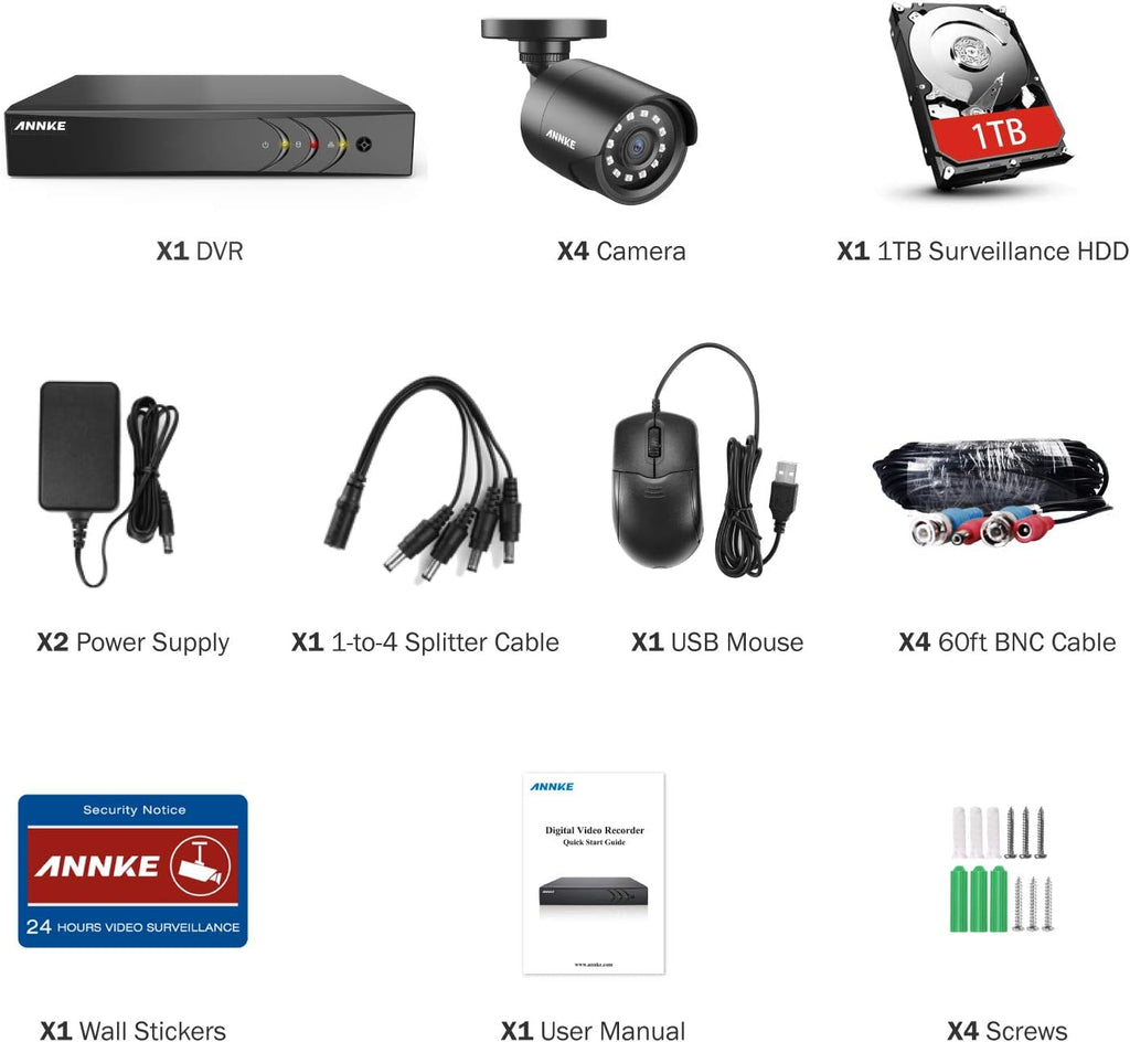 8CH 5MP Lite Surveillance Security Camera System with 4pcs Wired CCTV Cameras, 1TB Hard Drive V808644