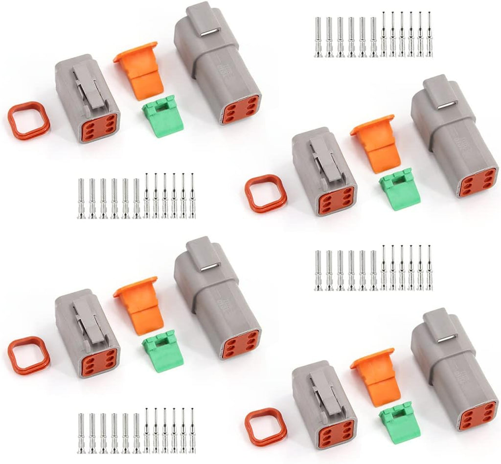 2 Pin DT Connector Kit Waterproof Electrical Connectors Solid Contacts Heavy Duty 16-20 AWG 4Pcs A655214