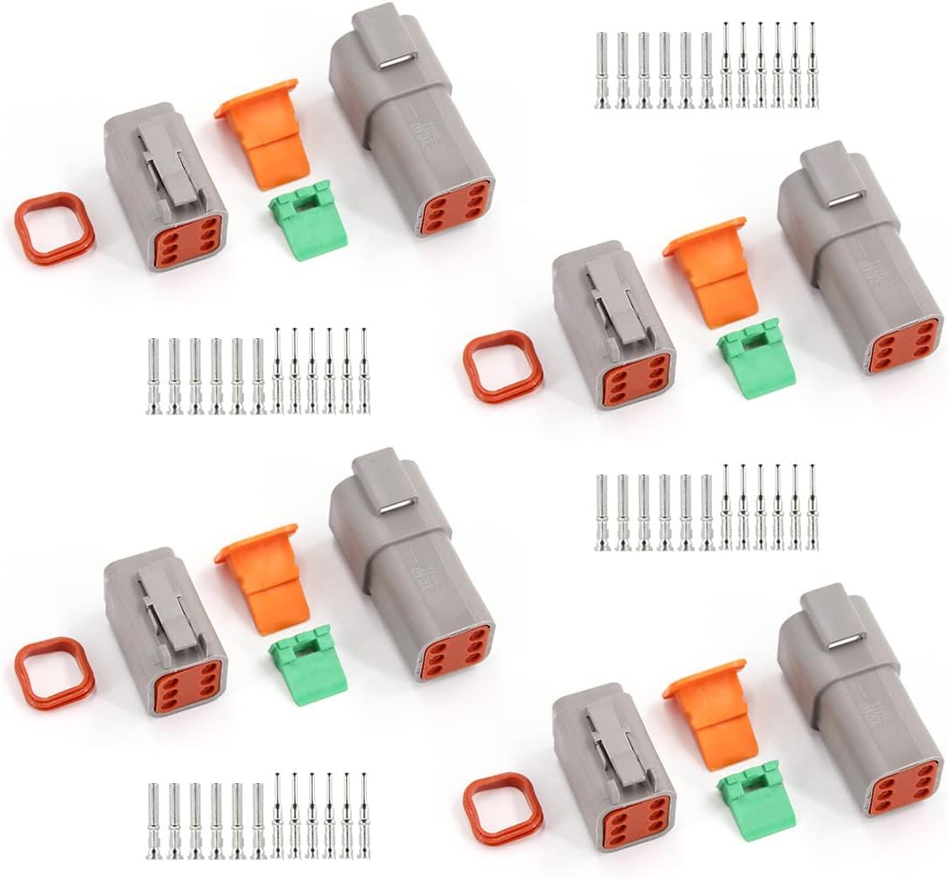 2 Pin DT Connector Kit Waterproof Electrical Connectors Solid Contacts Heavy Duty 16-20 AWG 4Pcs A655214