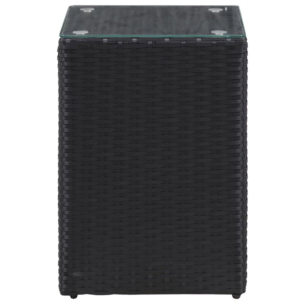 Black Poly Rattan Glass Side Table L5360