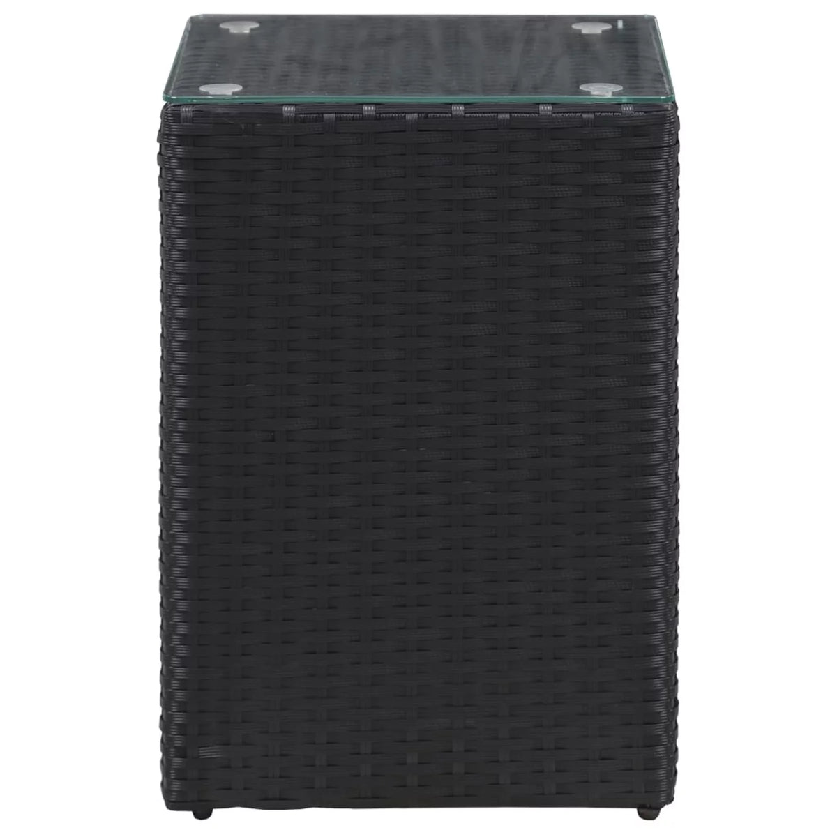 Black Poly Rattan Glass Side Table L5360