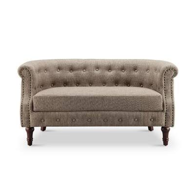 Brown Rolled Arm Loveseat W57660