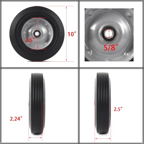 10-Inch Solid Rubber Tire Wheels Replacement 4.10/3.50-4" Flat Free Tire for Hand Truck (2-Pack) T4479