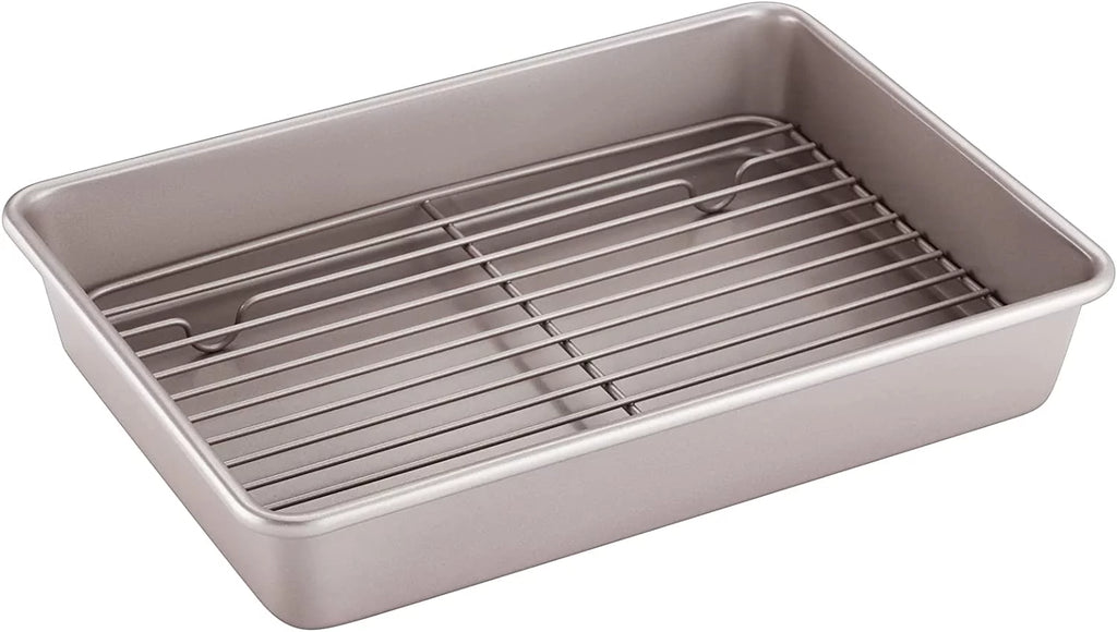 13-Inch Non-Stick Rectangular Roasting Pan with Cooling Rack A7035