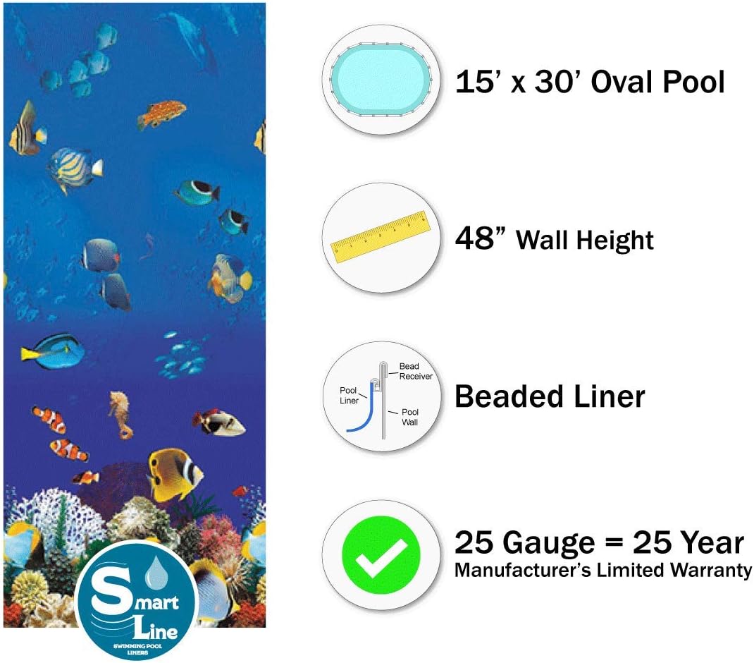 15-Foot-by-30-Foot Oval 48-Inch Wall Height 25 Gauge Virgin Vinyl Above-Ground Swimming Pool Liner P891
