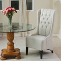 Light Beige Tufted High Back Fabric Dining Chair K98848