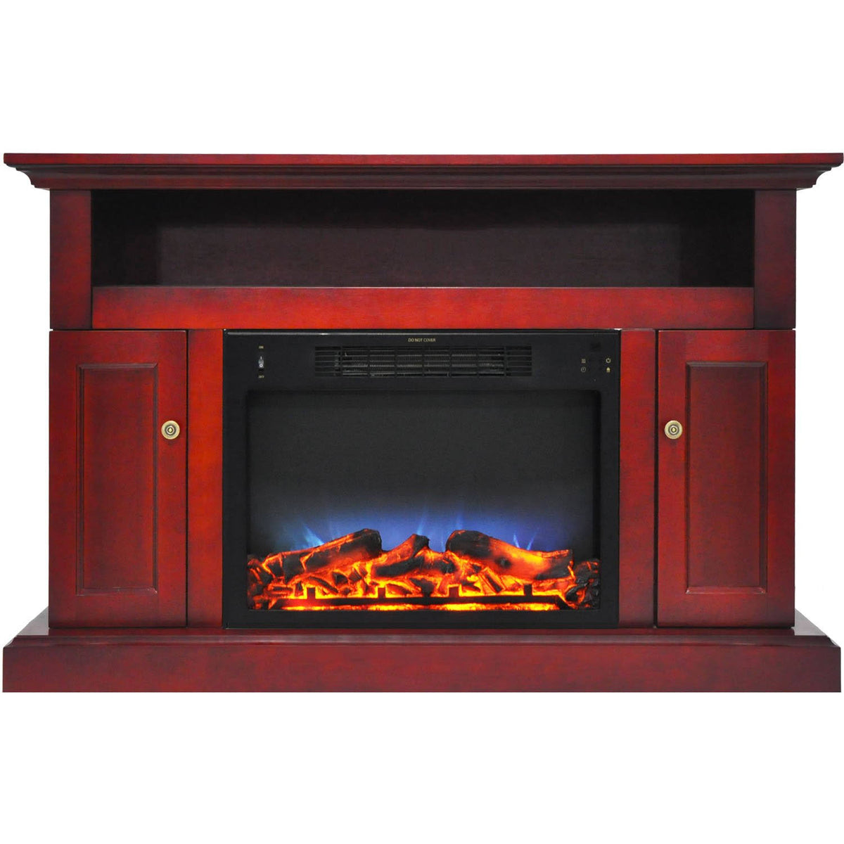 Cherry Electric Fireplace with Entertainment Stand V490566