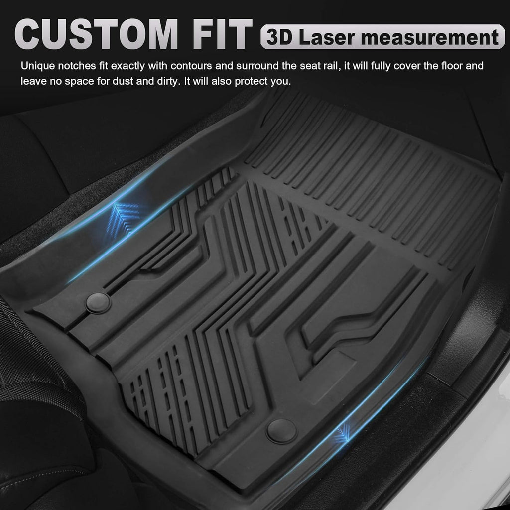 Rubber Seat TPE Floor Liners Mats for Chevrolet Silverado 1500 GMC Sierra Crew Cab Front Rear Rows F50041