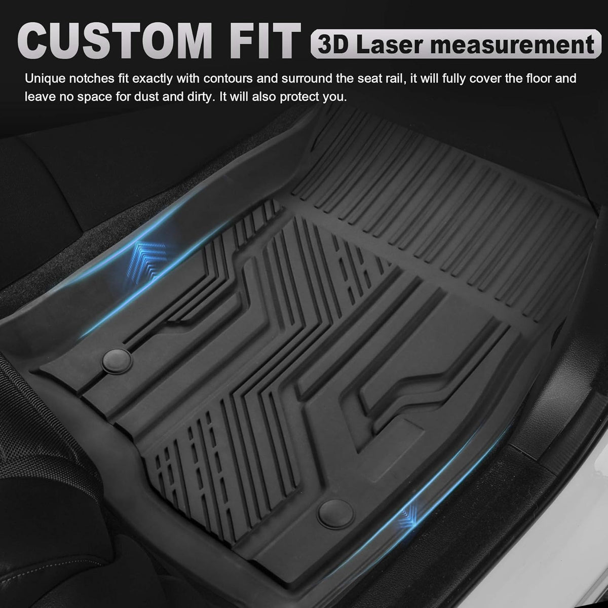 Rubber Seat TPE Floor Liners Mats for Chevrolet Silverado 1500 GMC Sierra Crew Cab Front Rear Rows F50041