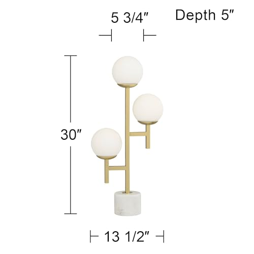 30" Tall Gold Marble Metal 3-Light Table Lamp C71358