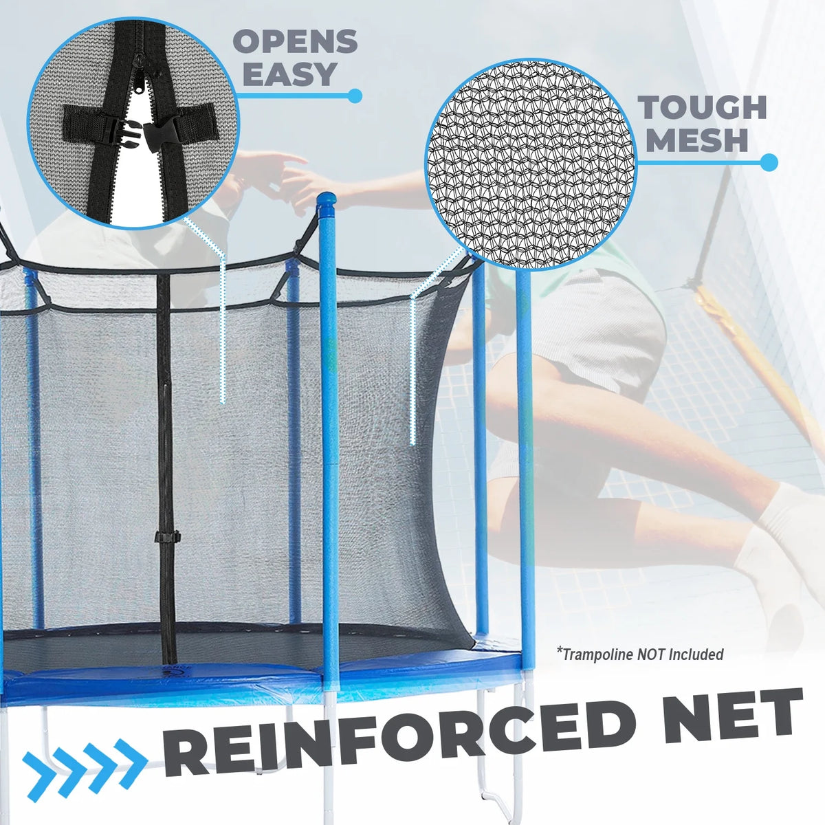 Trampoline Safety Enclosure Net, 6 Poles & Hardware, Fits 16 FT. Round Frame Q38102